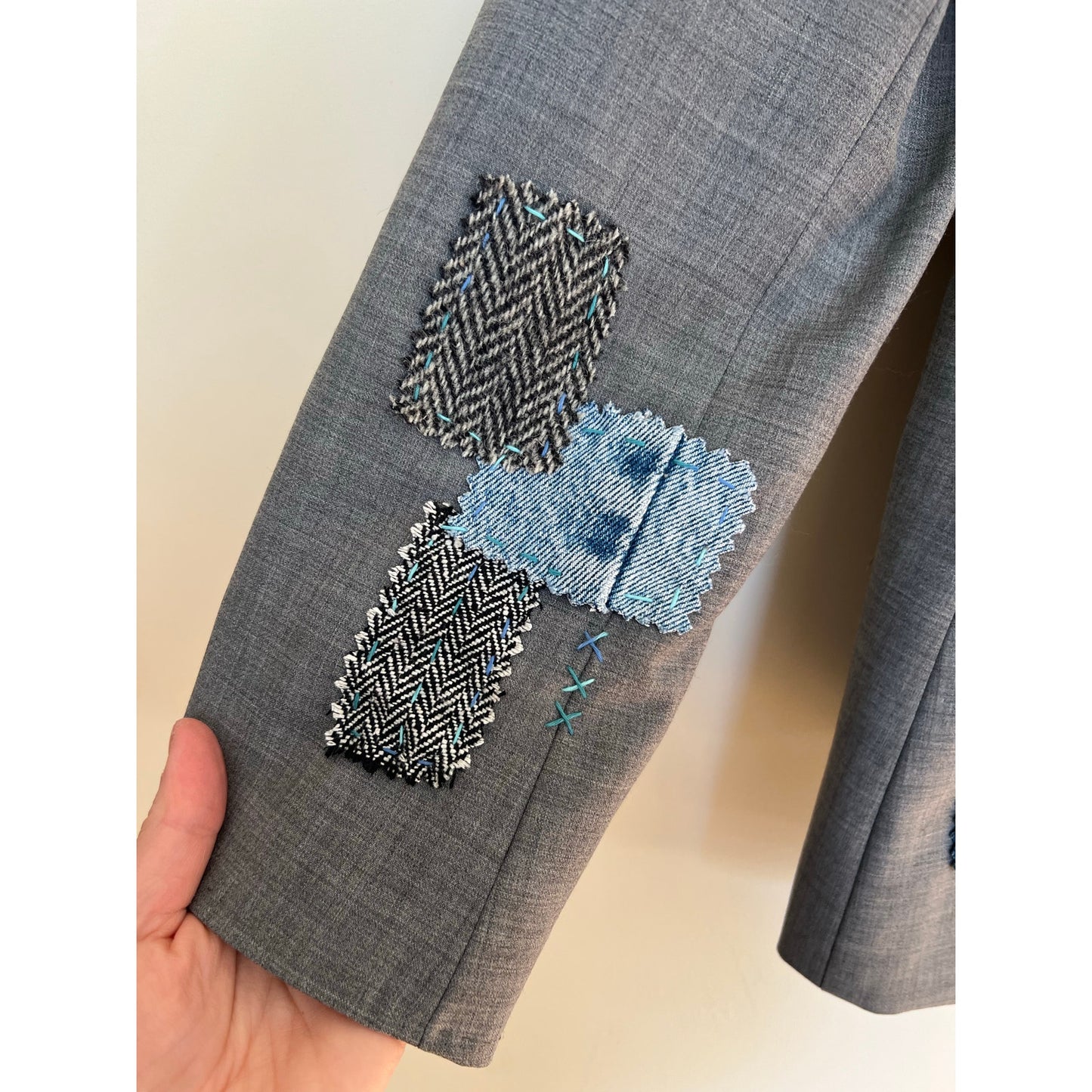 Kitt “ReKitted” Up-cycled Jacket with Sashiko / Boro style details Talbots Size 14