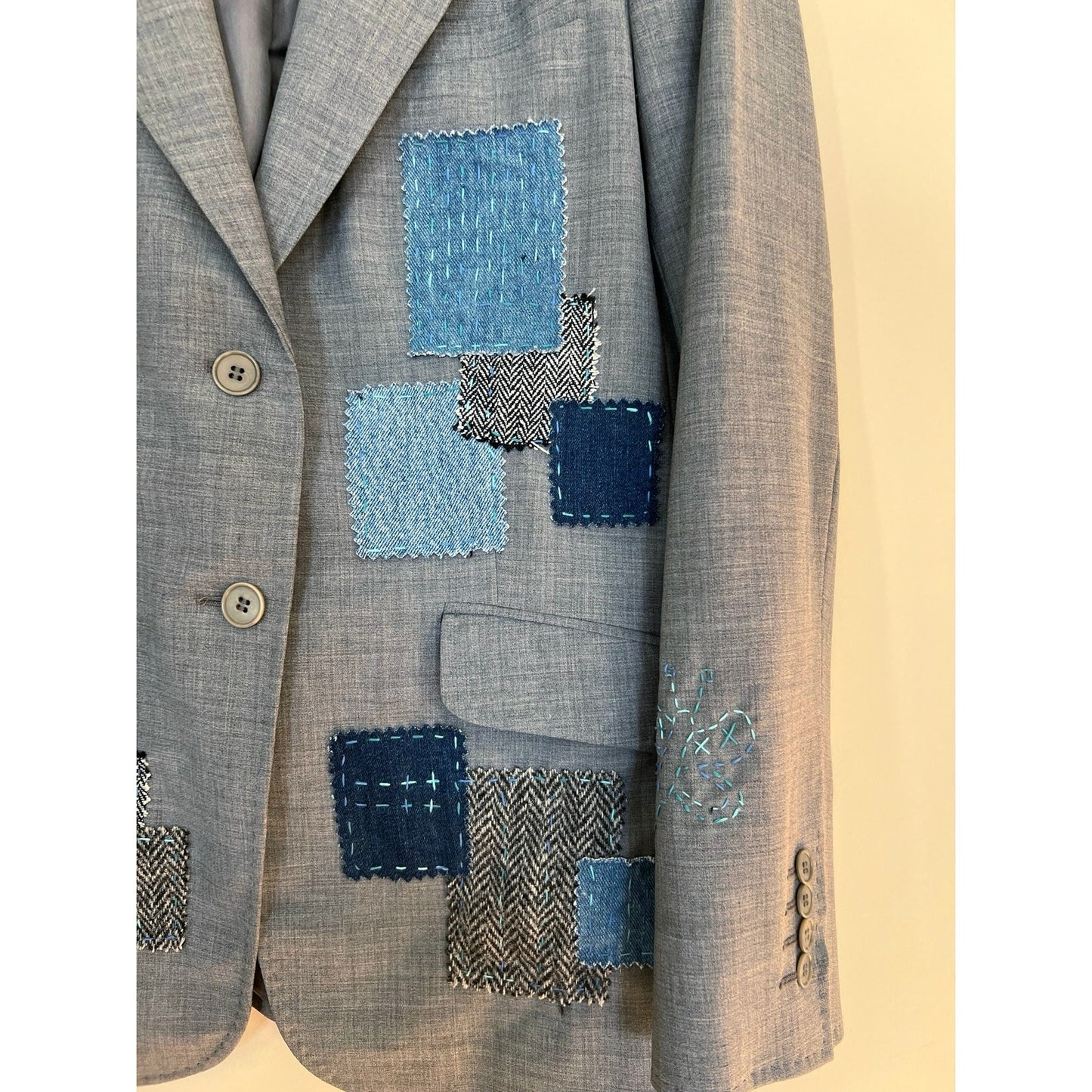 Kitt “ReKitted” Up-cycled Jacket with Sashiko / Boro style details Talbots Size 14