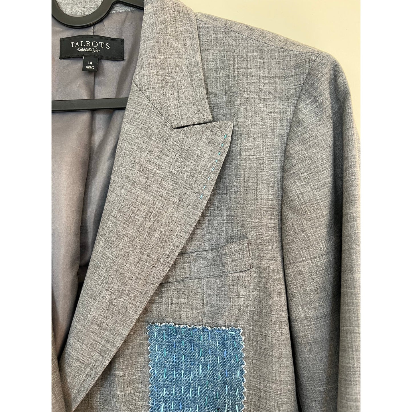 Kitt “ReKitted” Up-cycled Jacket with Sashiko / Boro style details Talbots Size 14