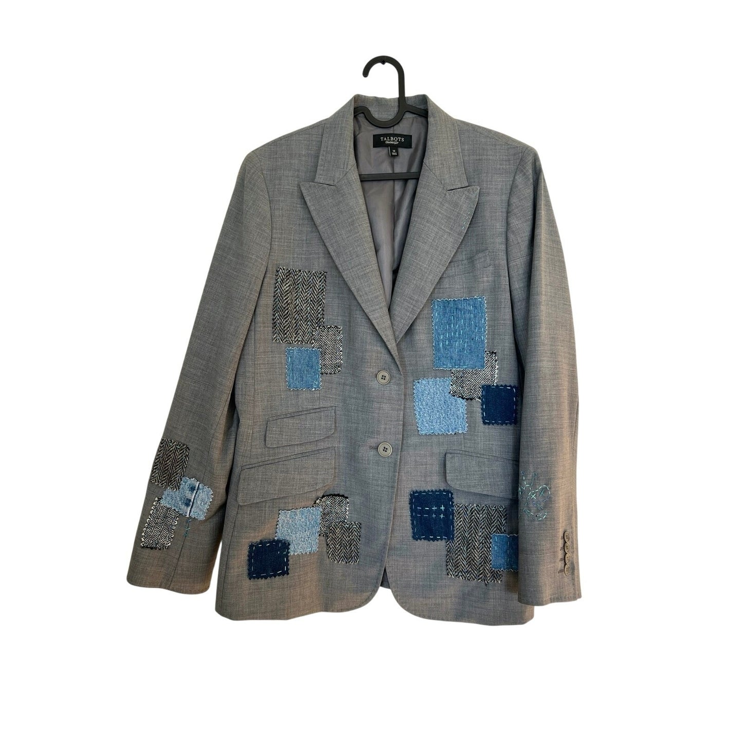 Kitt “ReKitted” Up-cycled Jacket with Sashiko / Boro style details Talbots Size 14
